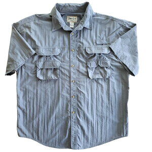 Bimini Bay Fishing Shirt Mens 2XL Blue Vented Utility Outdoor Camp Hiking Boat